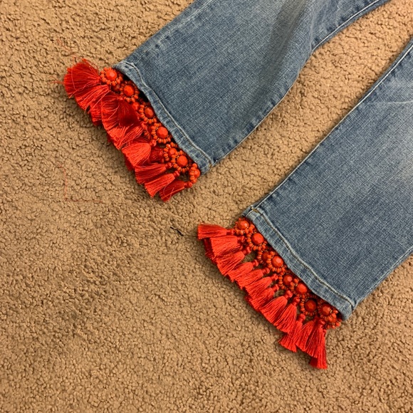 ❌SOLD❌Anthropologie red tassel boyfriend jeans - Picture 8 of 8
